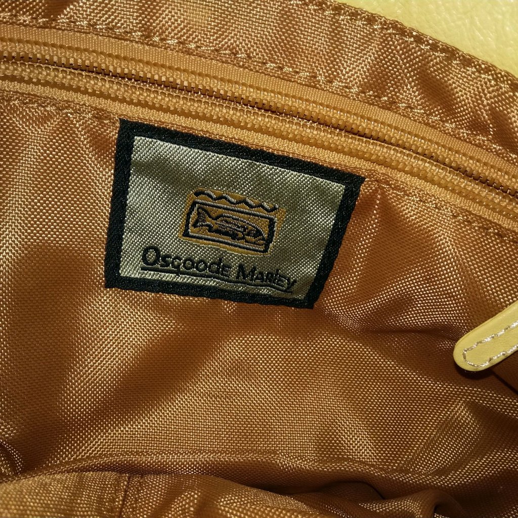 Osgoode Marley Small Shoulder Bag Purse Linen Color Pale Yellow Leather Trim — image 3 of 7